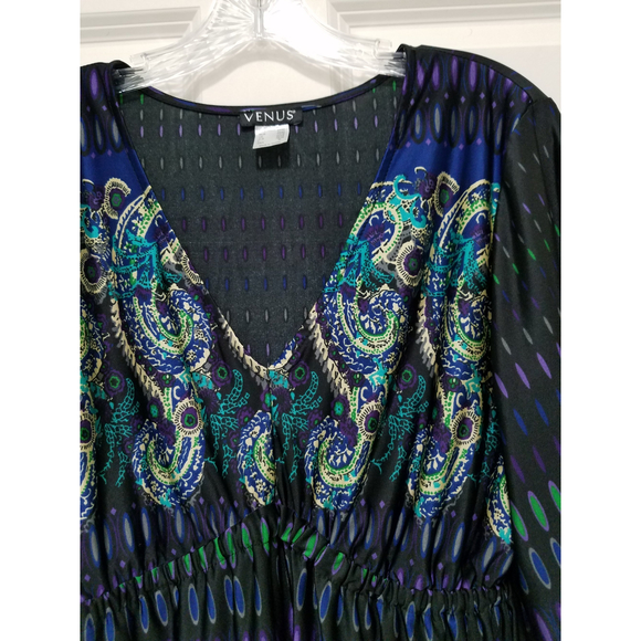 Venus NWOT Paisley Long Sleeve V-neck Elastic Waist Super Soft Stretchy Sz M - Picture 6 of 11